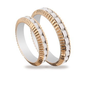 Βέρες Σετ Λευκόχρυσες Χρυσές με Σχέδια MASCHIO FEMMINA TMF-52 - themelidisjewels